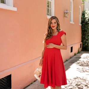 NWOT Gal Meets Glam Regina Square Midi Dress 0 Red